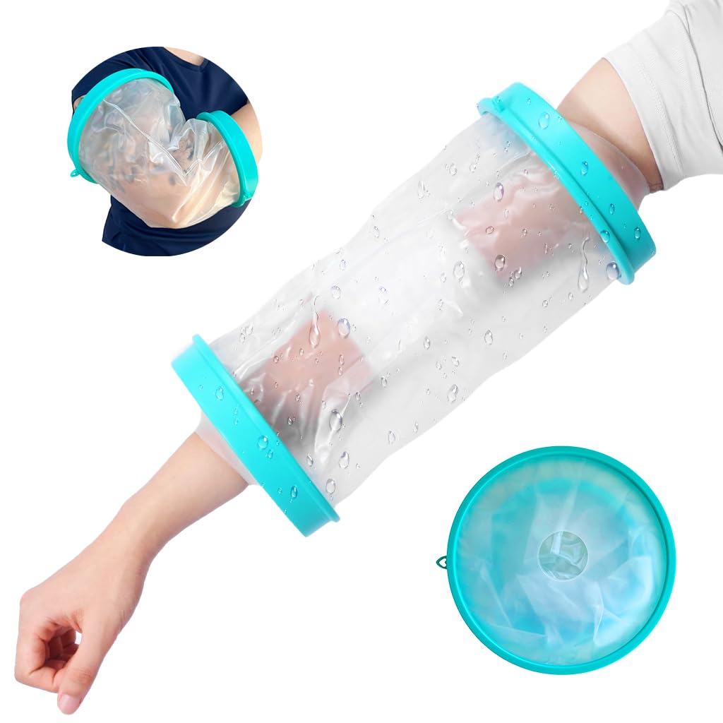 HANNEA Waterproof Arm Cover Shower Cover for Elbow 11 inches Transparent Waterproof Cover Sleeve for Wounds Reusable Arm Cover for Shower HANNEA Waterproof Arm Cover Shower Cover for Elbow 11 inches Transparent Waterproof Cover Sleeve for Wounds Reusable Arm Cover for Shower